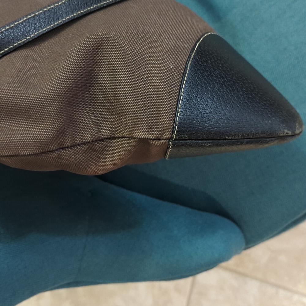 Prada Large Brown canvas/ black leather trimmed Tote Bag - Picture 5 of 16